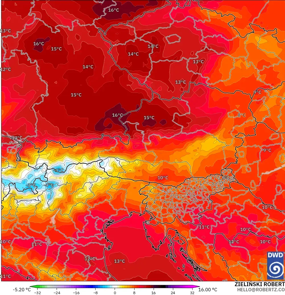 ICON modelo - Austria, Anomalía de temperatura a 850 hPa