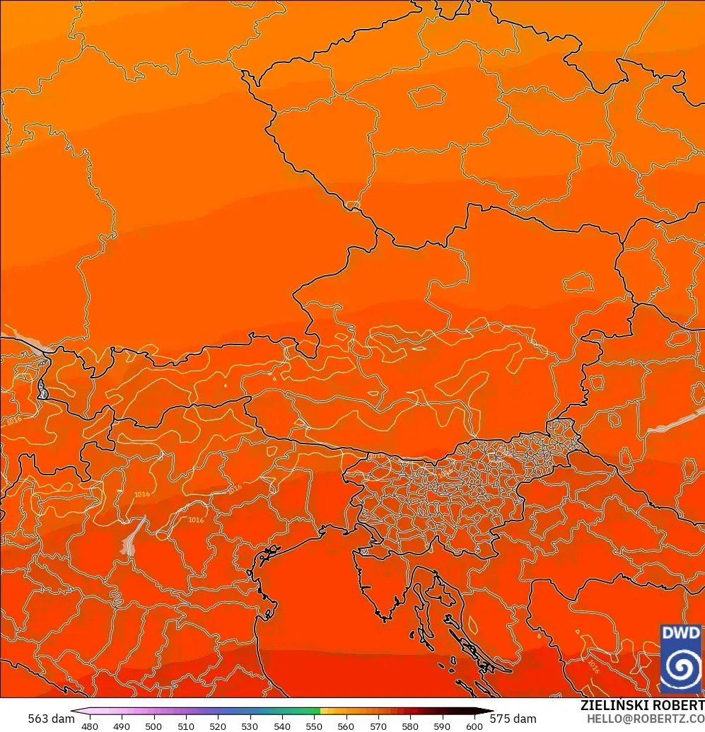 ICON modelo - Austria, Altura geopotencial a 500 hPa