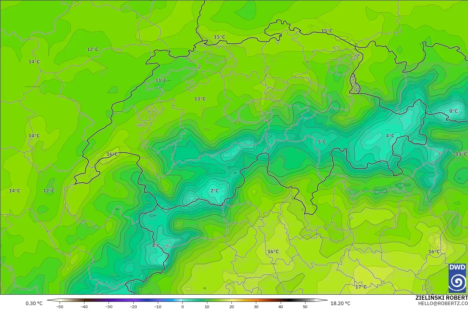 ICON modelo - Suiza, Punto de rocío a 2 m
