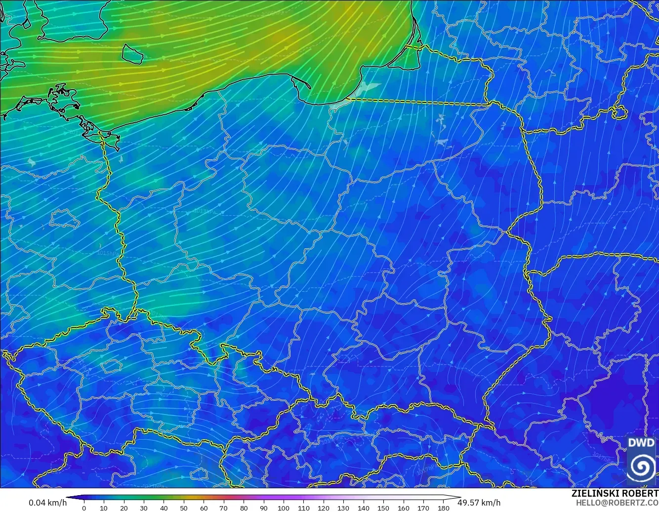 ICON modelo - Polonia, Viento a 10 m