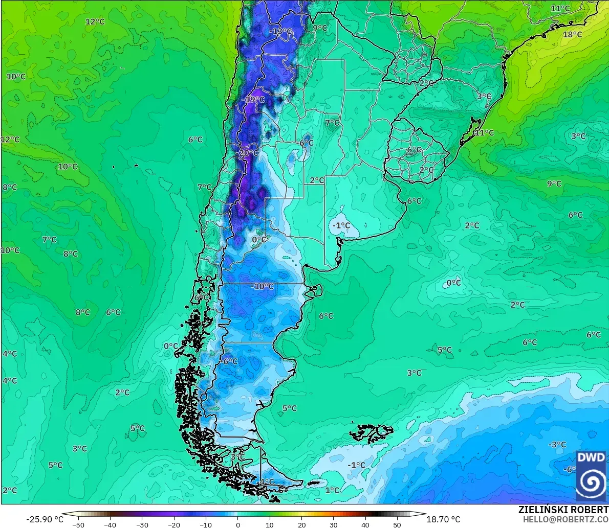 ICON modelo - Argentina, Punto de rocío a 2 m