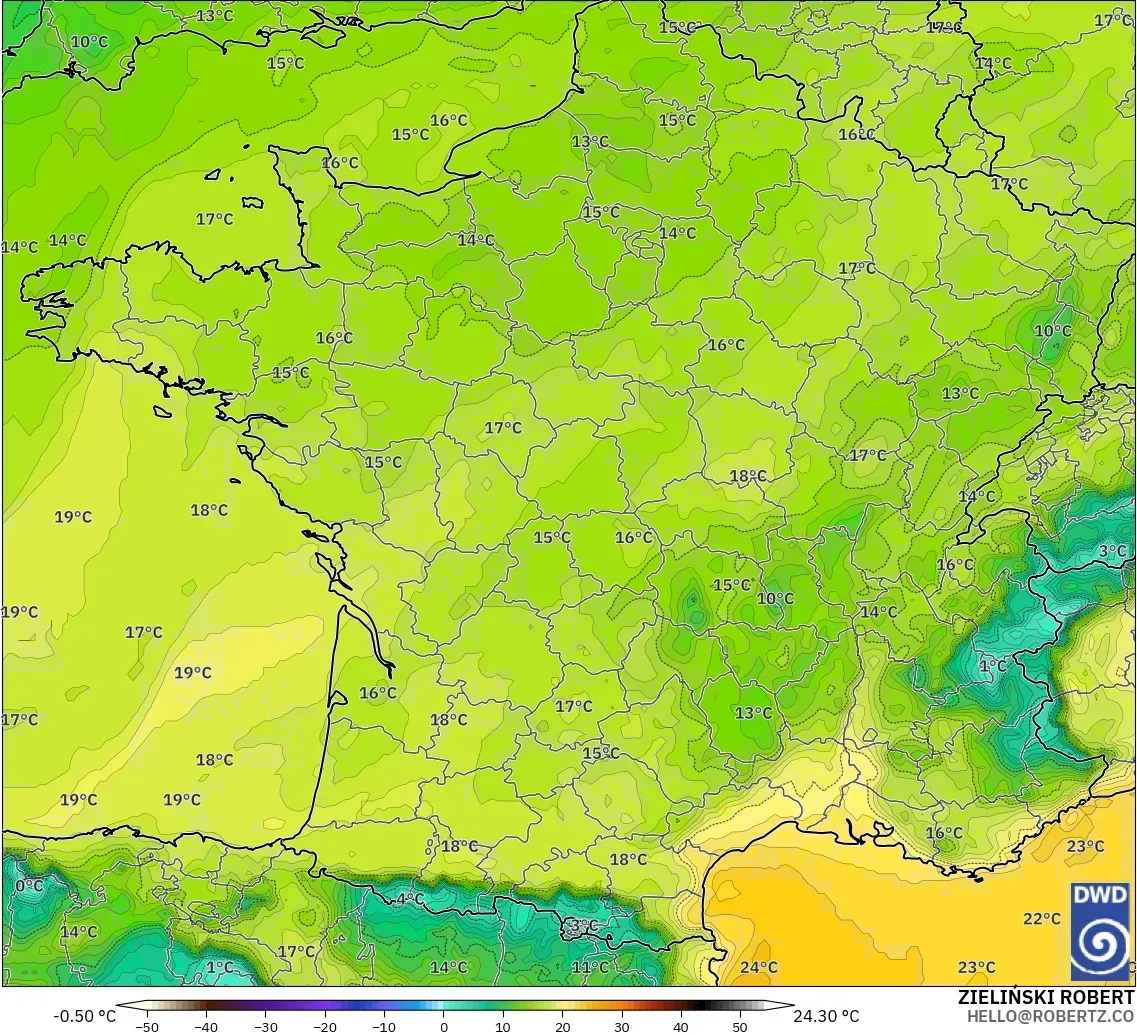 ICON modelo - Francia, Punto de rocío a 2 m
