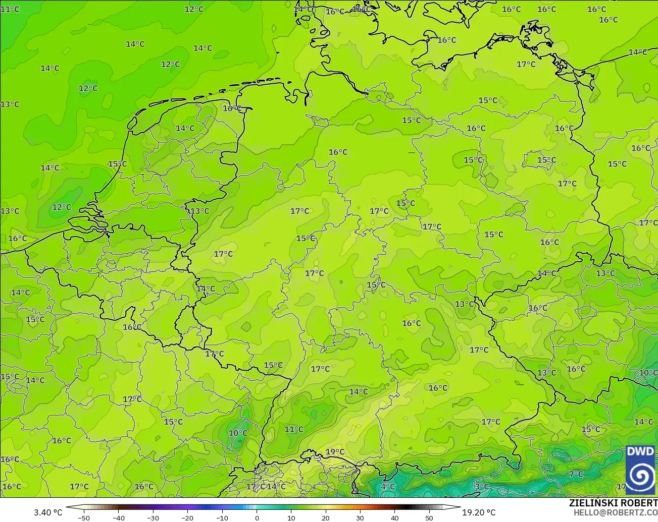 ICON modelo - Alemania, Punto de rocío a 2 m