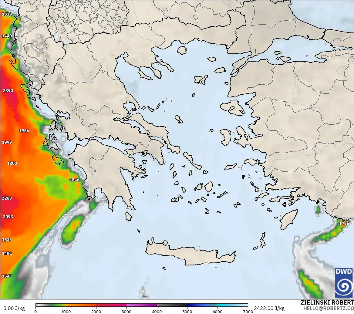 ICON modelo - Grecia, CAPE