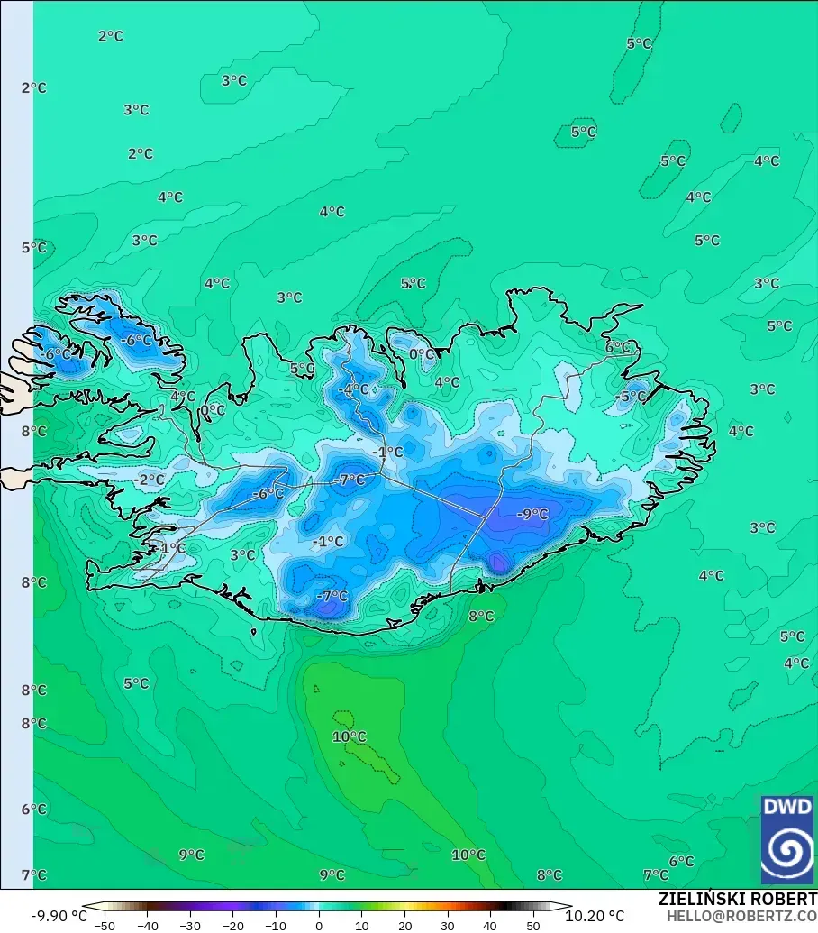 ICON modelo - Islandia, Punto de rocío a 2 m