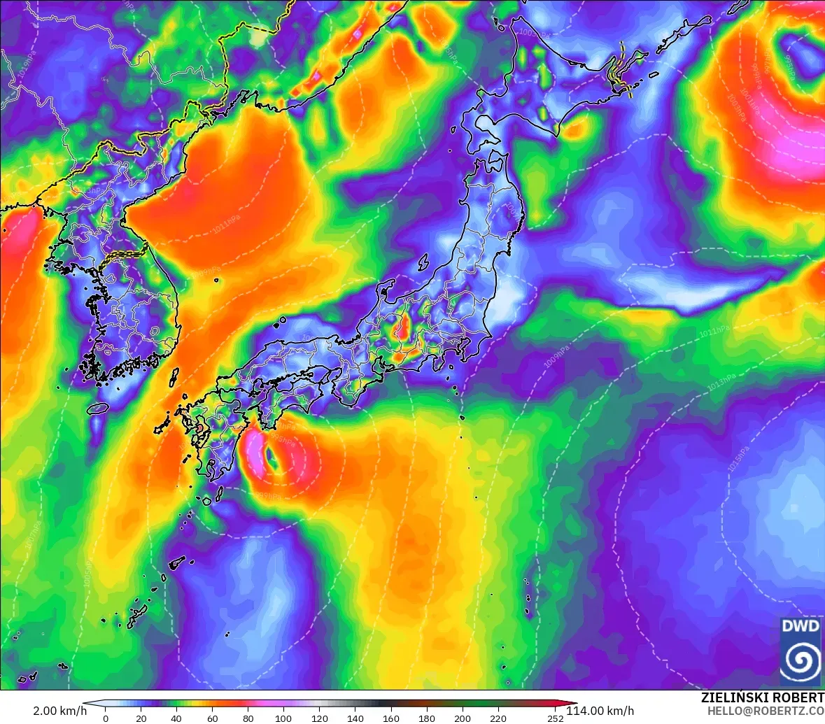 ICON modelo - Japón, Ráfagas de viento