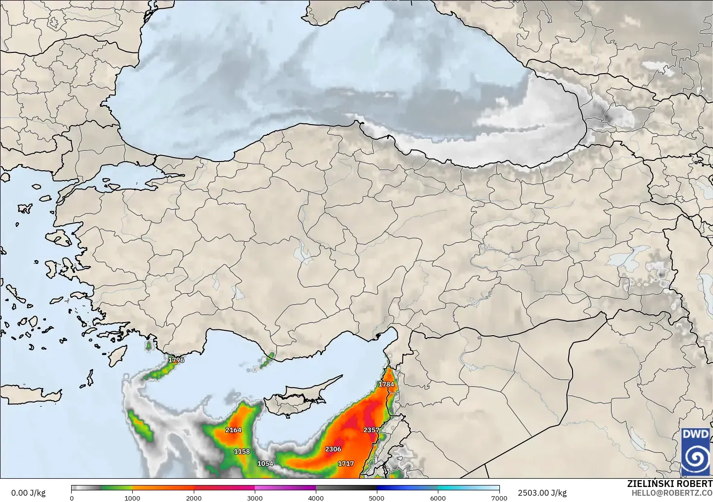 ICON modelo - Turquía, CAPE