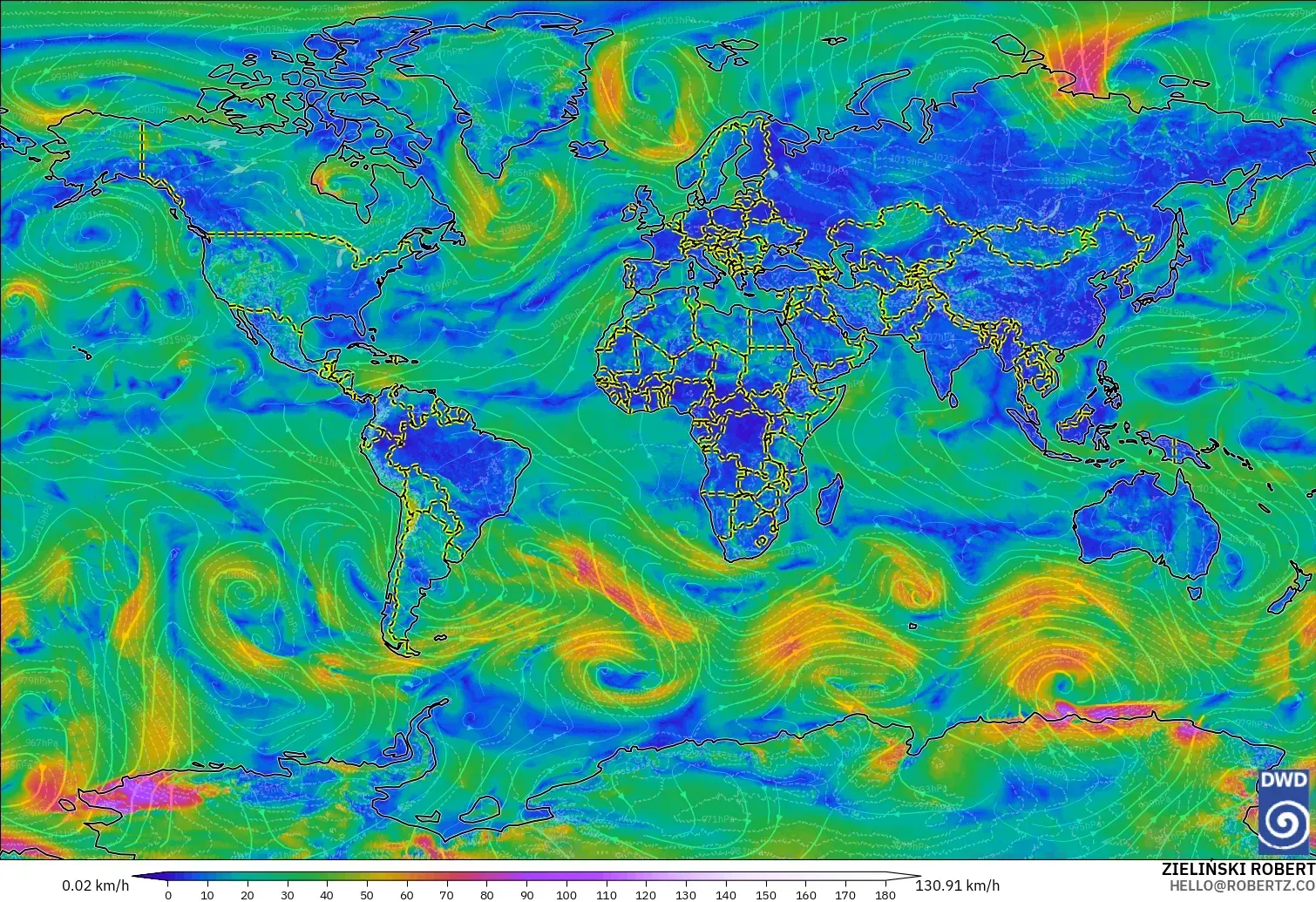 ICON modelo - Mundo, Viento a 10 m