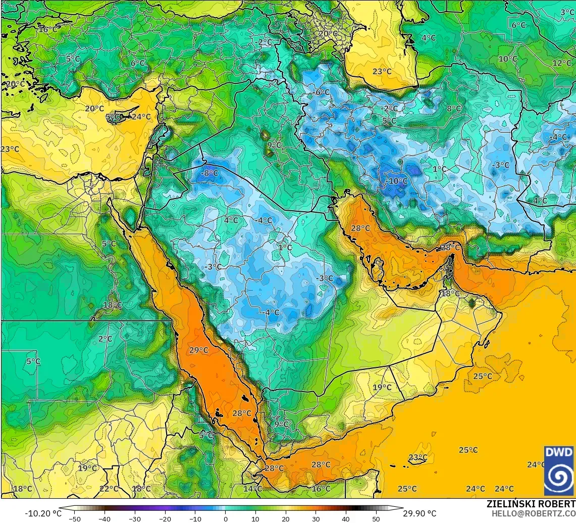 ICON modelo - Oriente Medio, Punto de rocío a 2 m