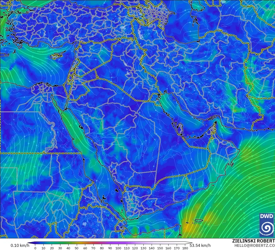 ICON modelo - Oriente Medio, Viento a 10 m