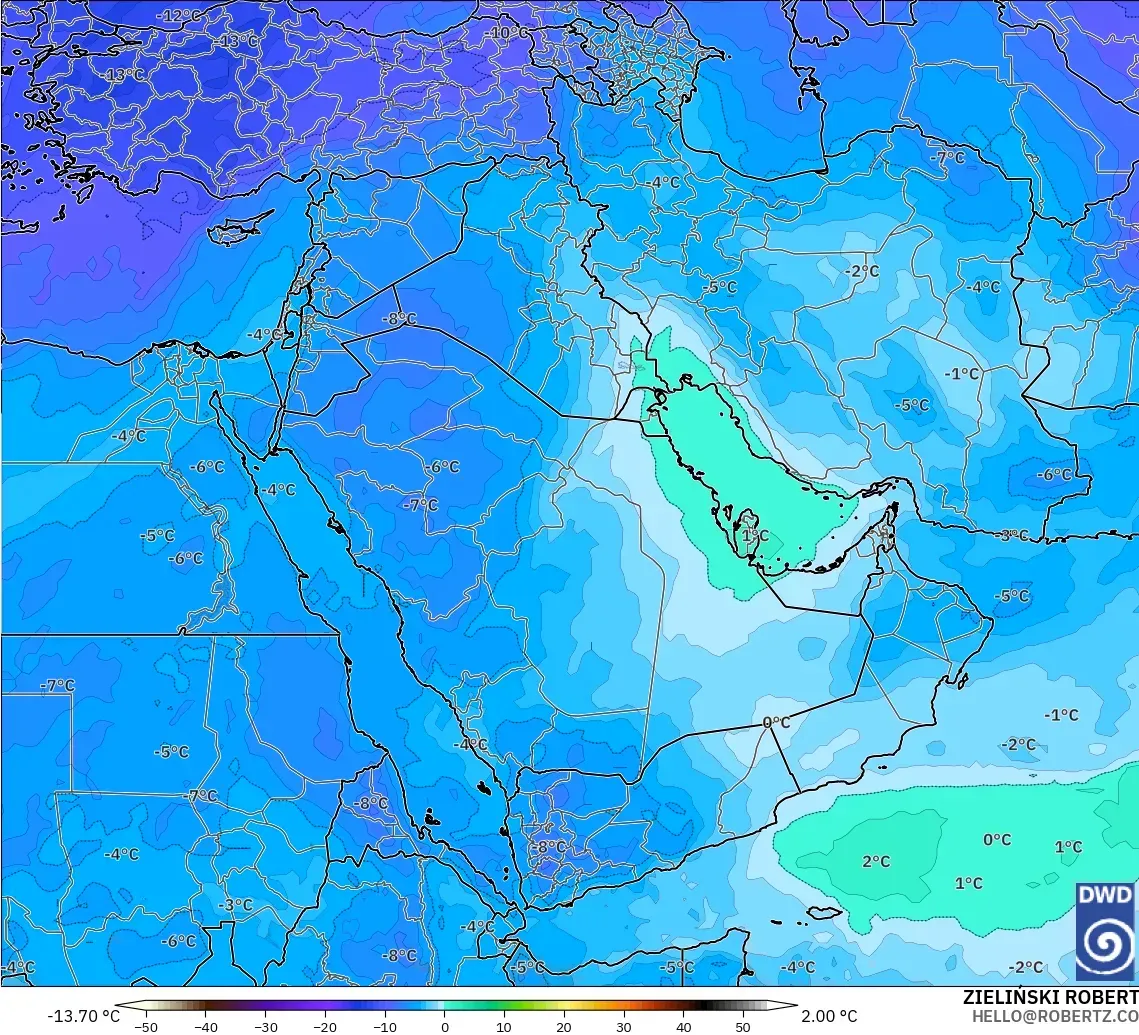 ICON modelo - Oriente Medio, Temperatura a 500 hPa