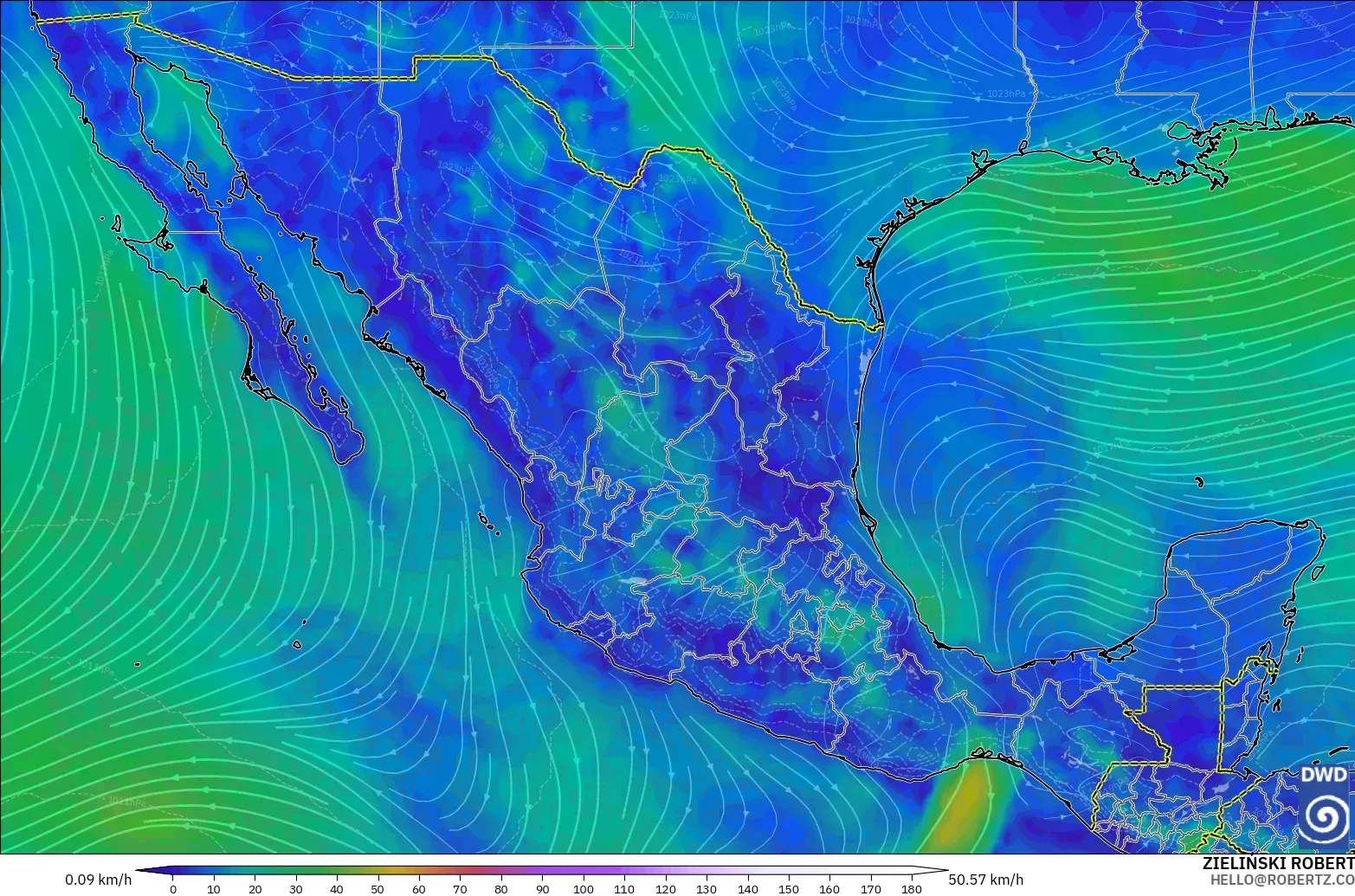 ICON modelo - México, Viento a 10 m