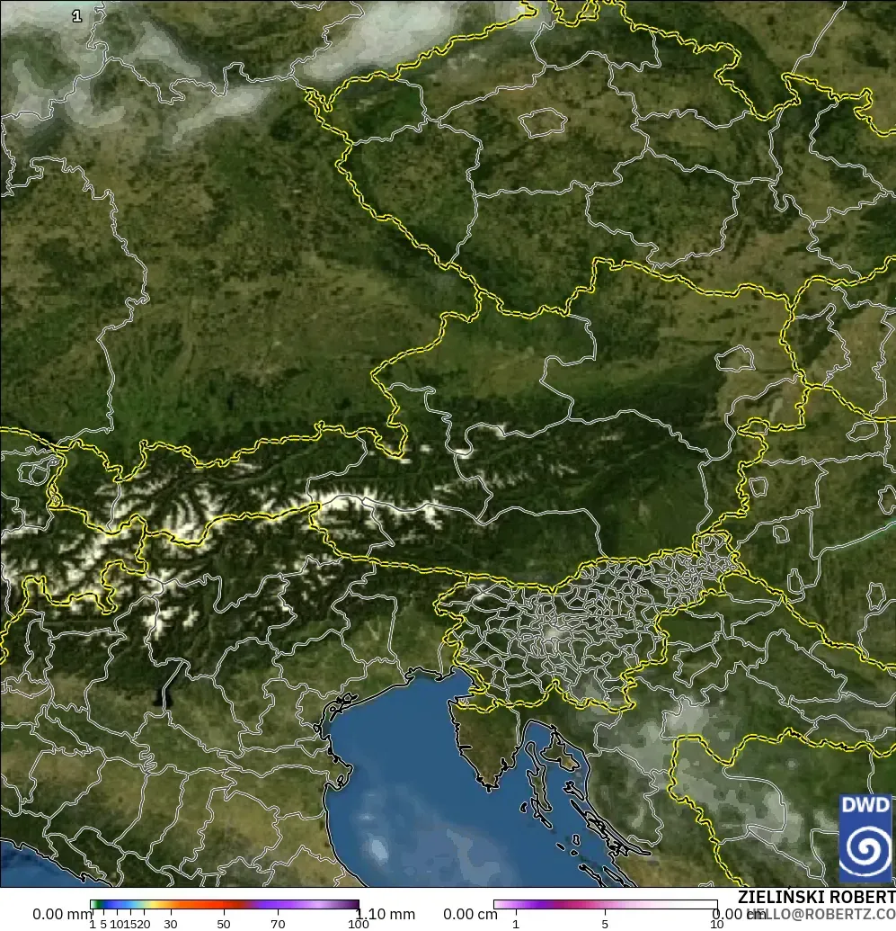 ICON modelo - Austria, Precipitación, nubes y presión