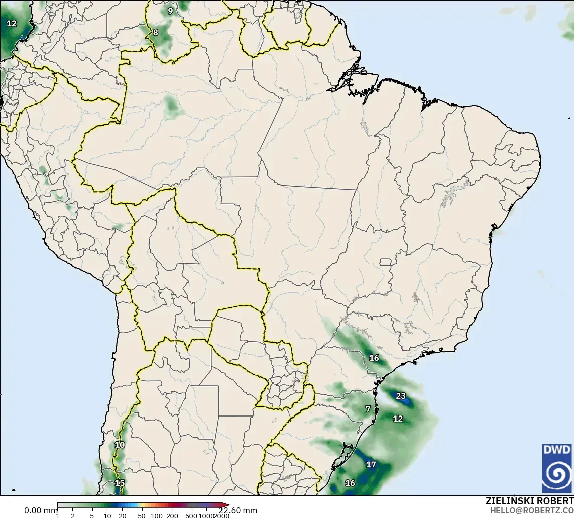 ICON modelo - Brasil, Acumulación de precipitación