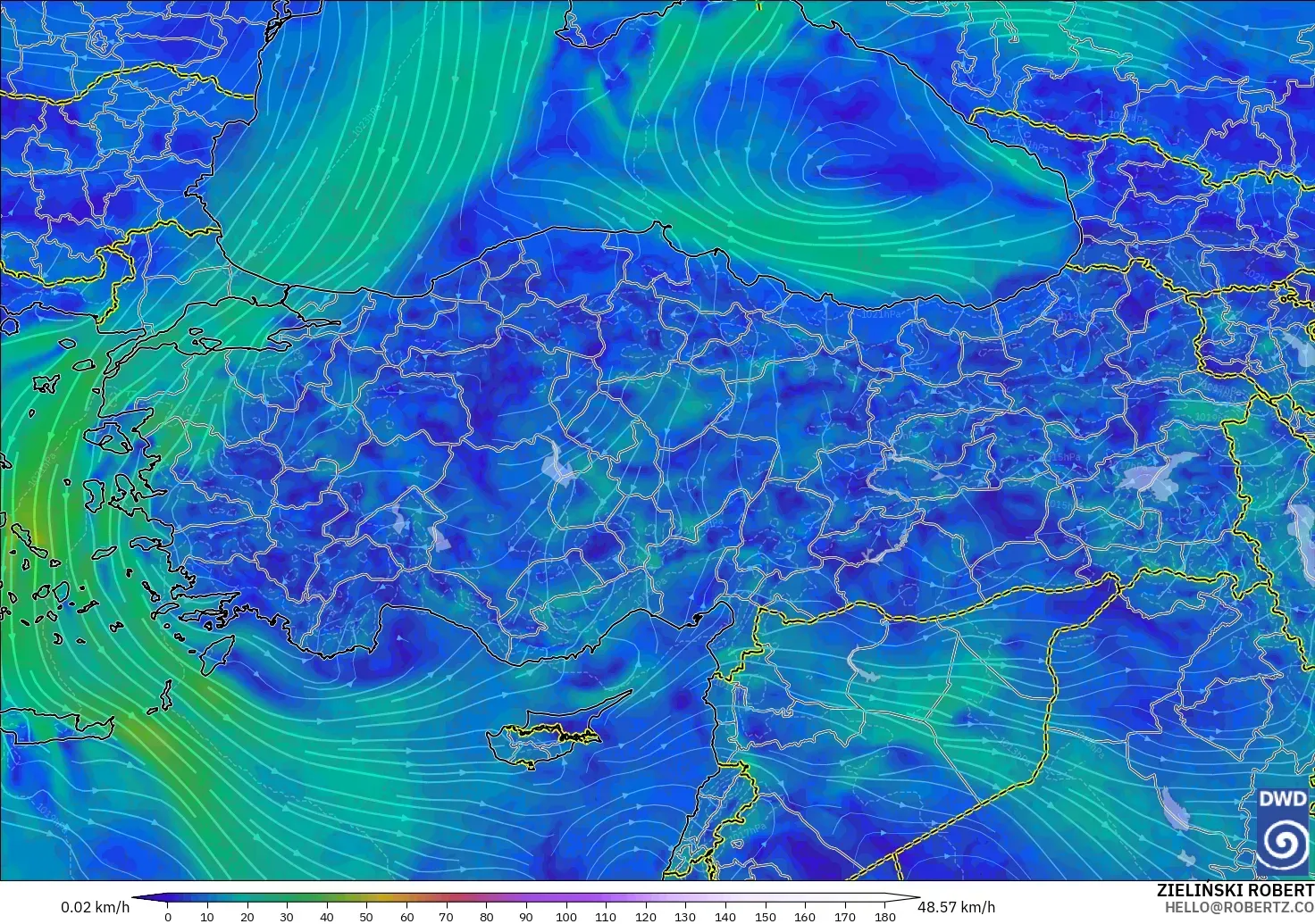 ICON modelo - Turquía, Viento a 10 m