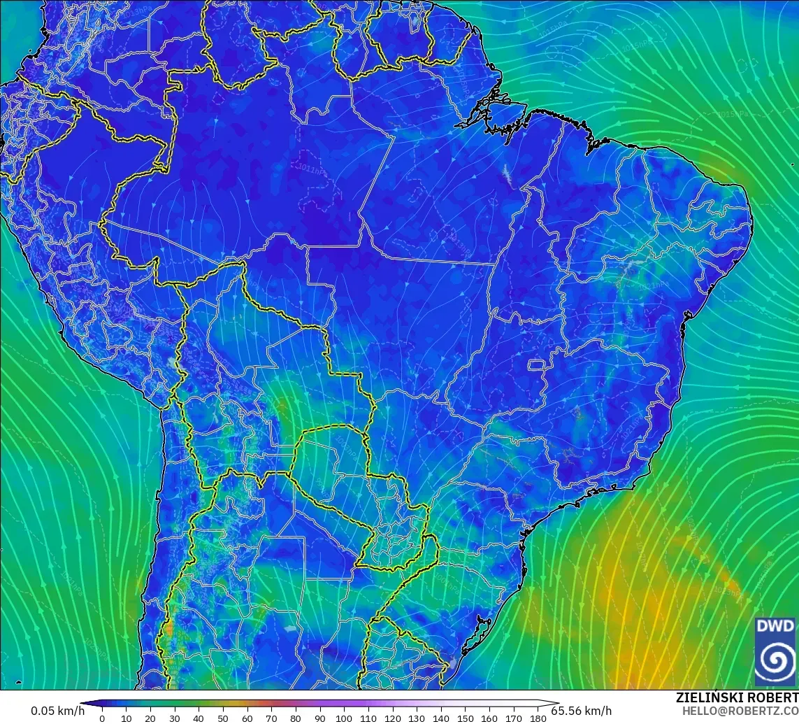 ICON modelo - Brasil, Viento a 10 m
