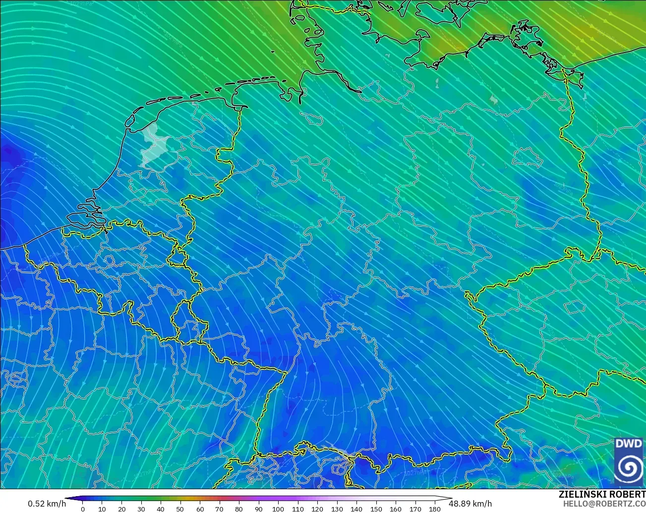 ICON modelo - Alemania, Viento a 10 m