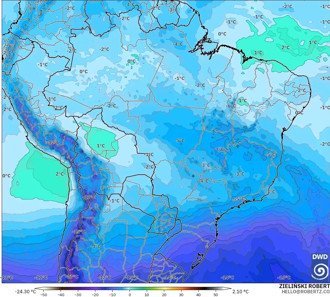 ICON modelo - Brasil, Temperatura a 500 hPa
