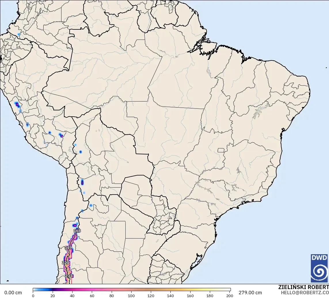 ICON modelo - Brasil, Profundidad de nieve