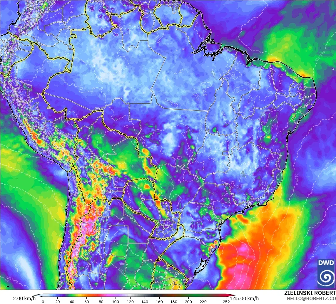 ICON modelo - Brasil, Ráfagas de Viento Máximas