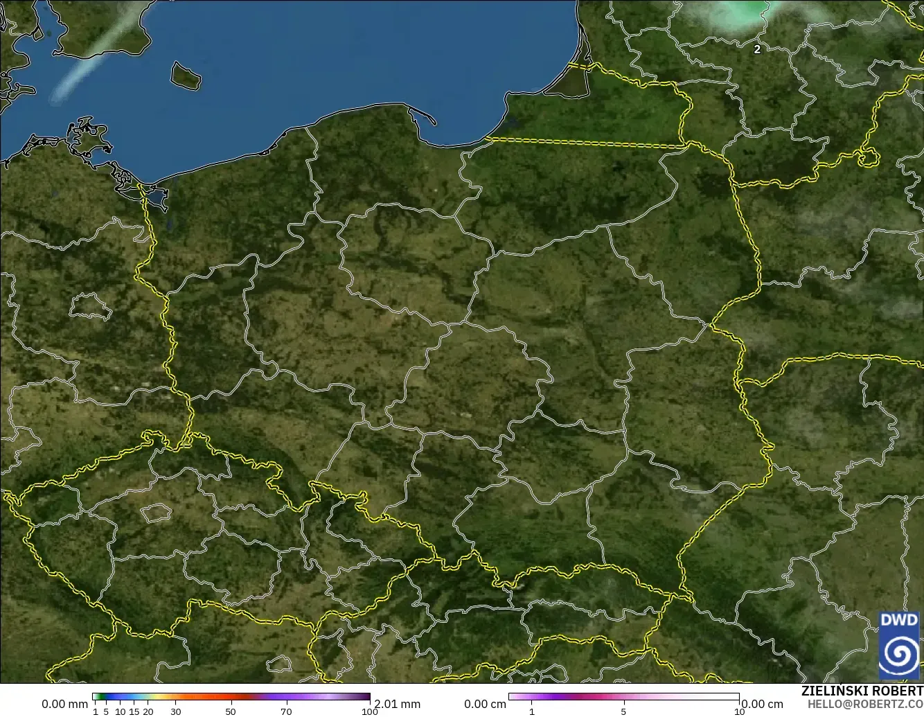 ICON modelo - Polonia, Precipitación, nubes y presión
