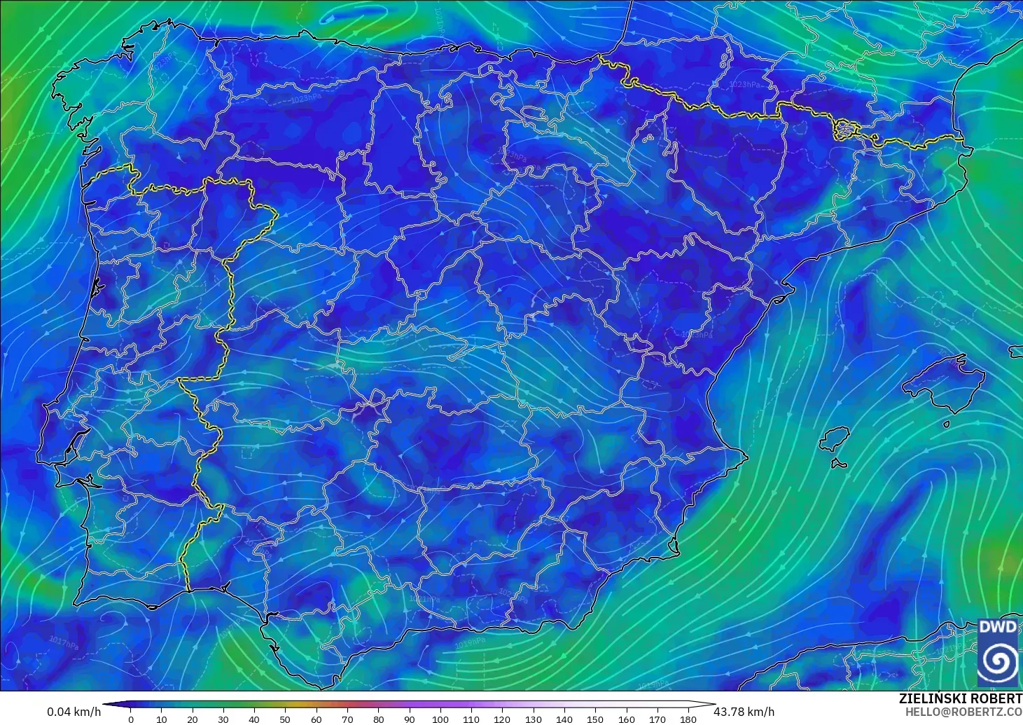 ICON modelo - España, Viento a 10 m