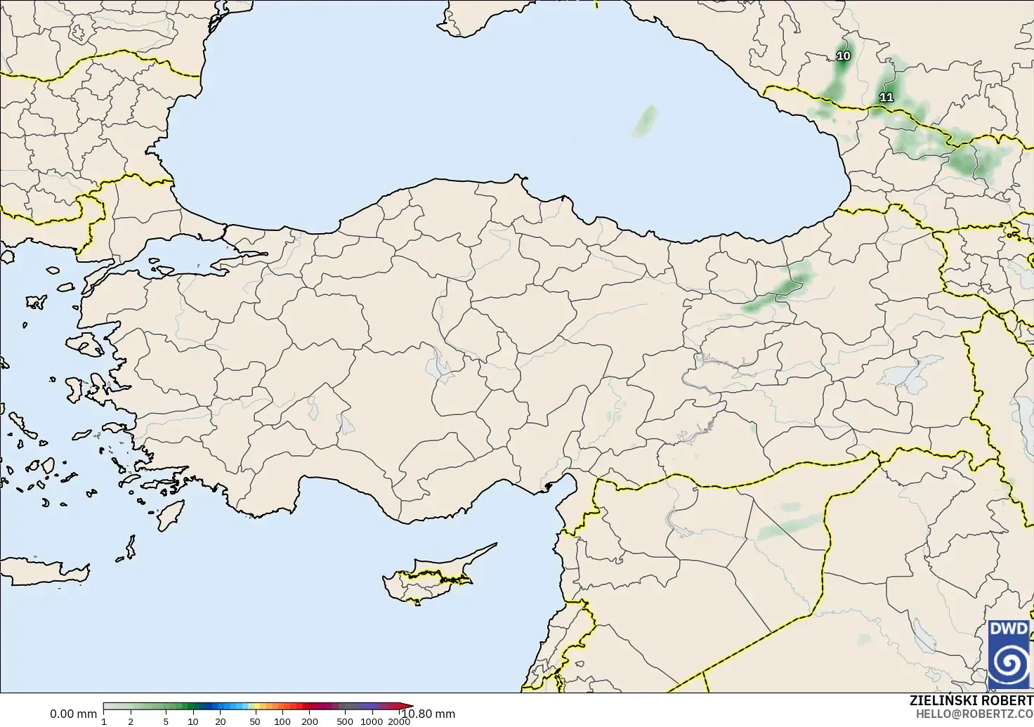 ICON modelo - Turquía, Acumulación de precipitación