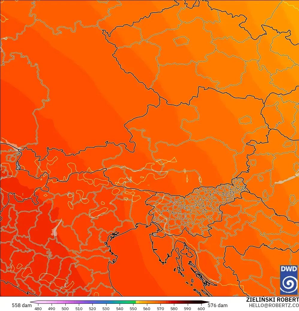 ICON modelo - Austria, Altura geopotencial a 500 hPa