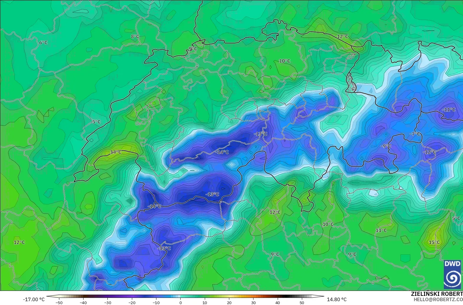 ICON modelo - Suiza, Punto de rocío a 2 m