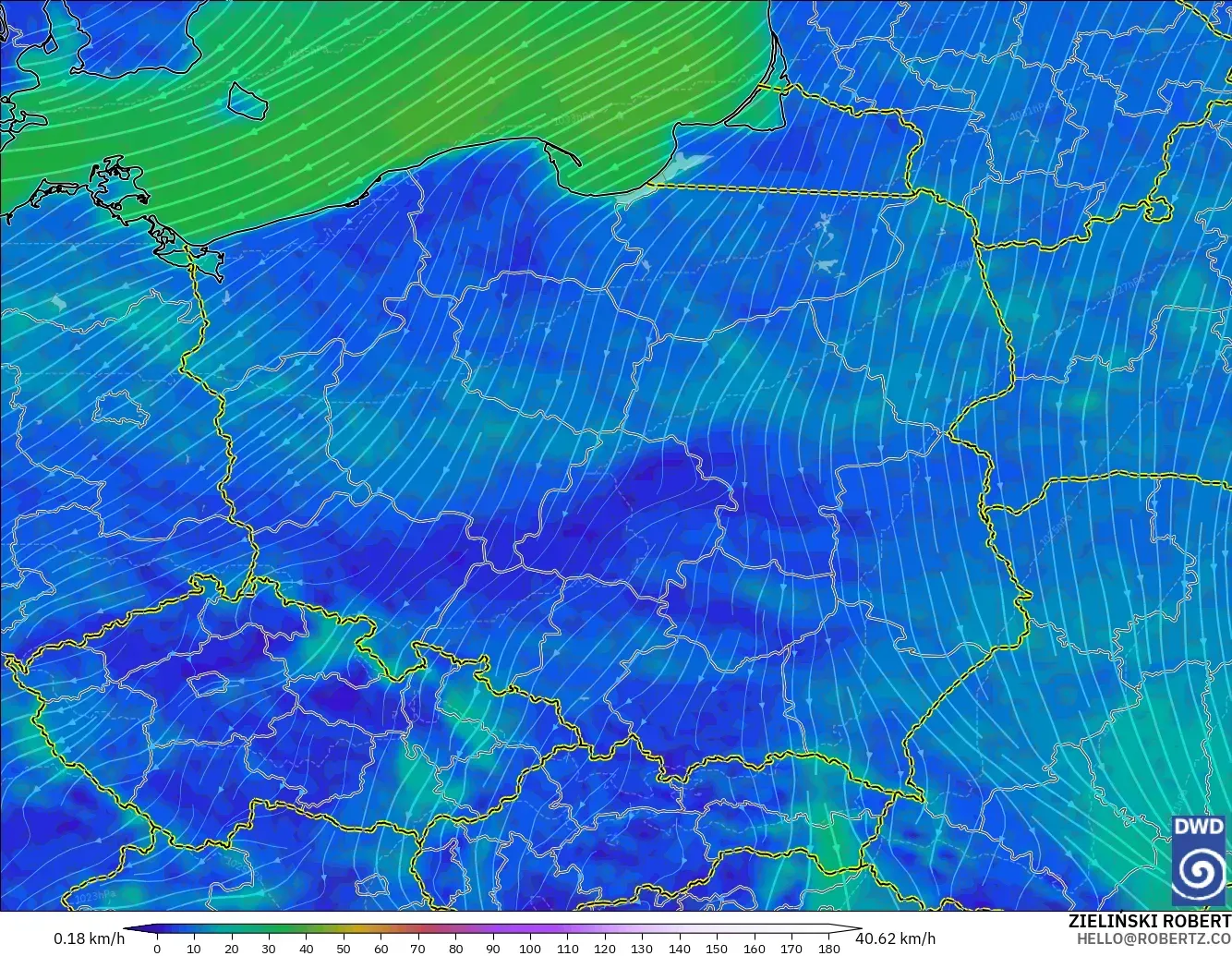 ICON modelo - Polonia, Viento a 10 m