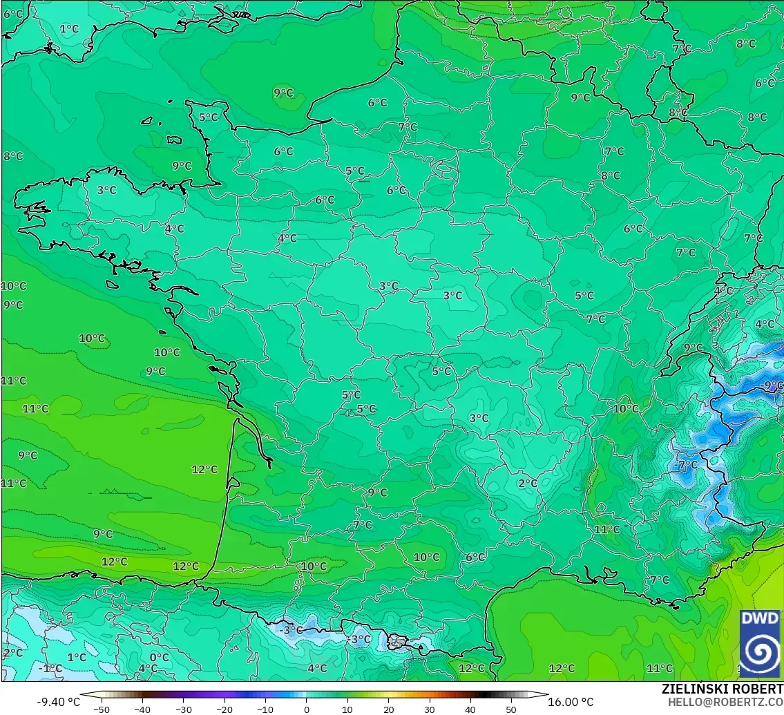 ICON modelo - Francia, Punto de rocío a 2 m