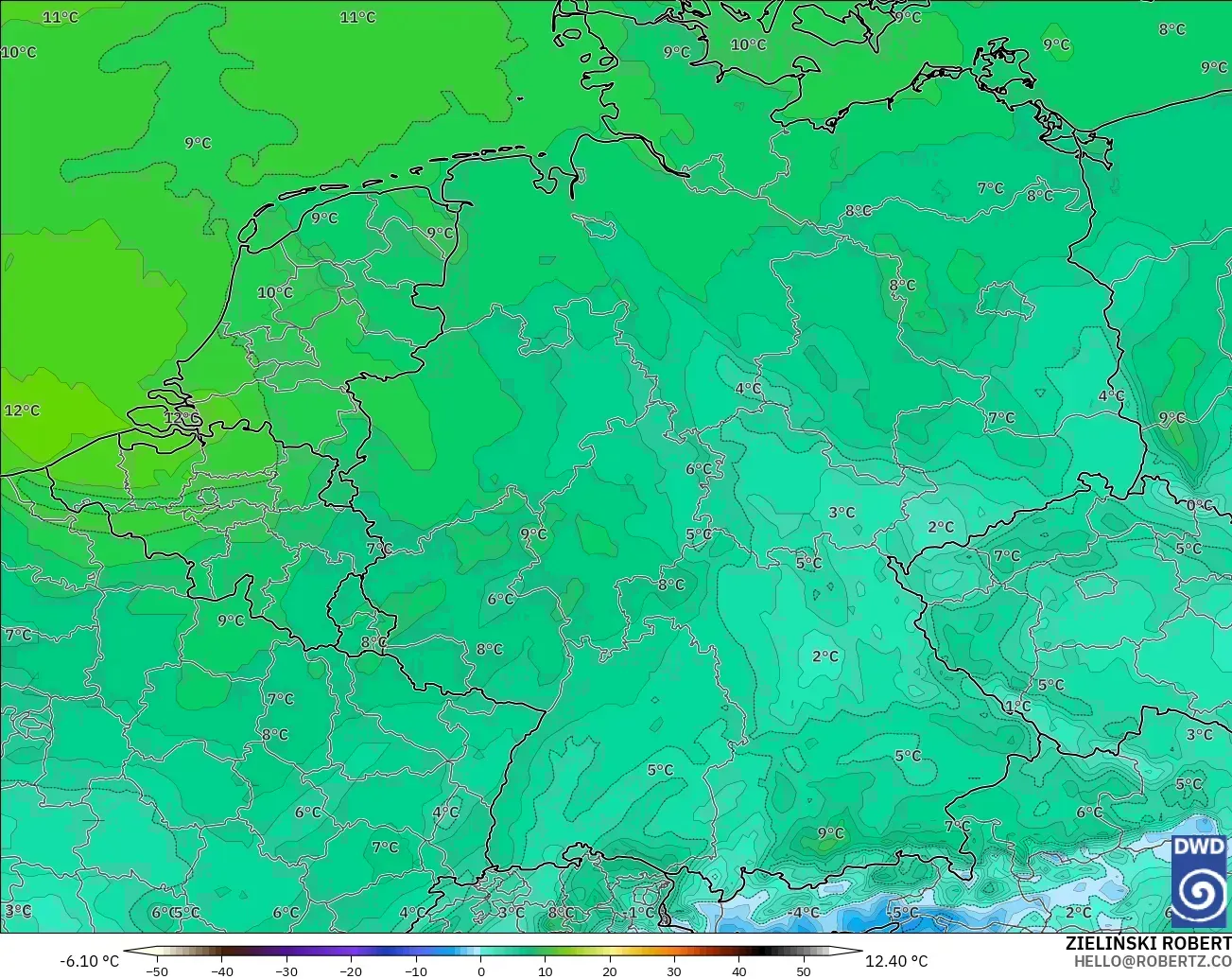 ICON modelo - Alemania, Punto de rocío a 2 m