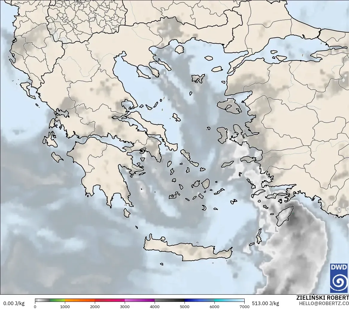 ICON modelo - Grecia, CAPE