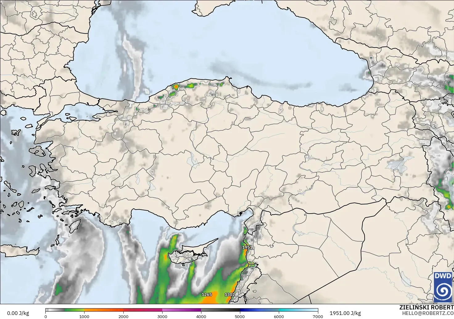 ICON modelo - Turquía, CAPE