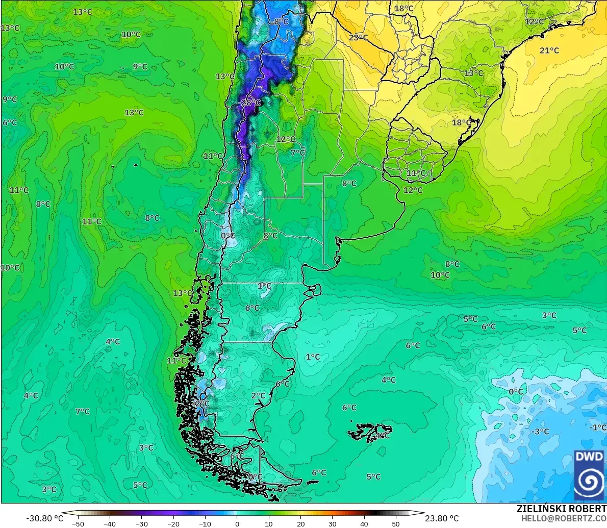 ICON modelo - Argentina, Punto de rocío a 2 m