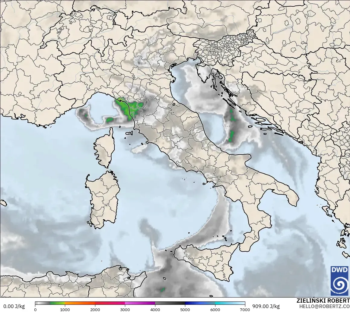 ICON modelo - Italia, CAPE