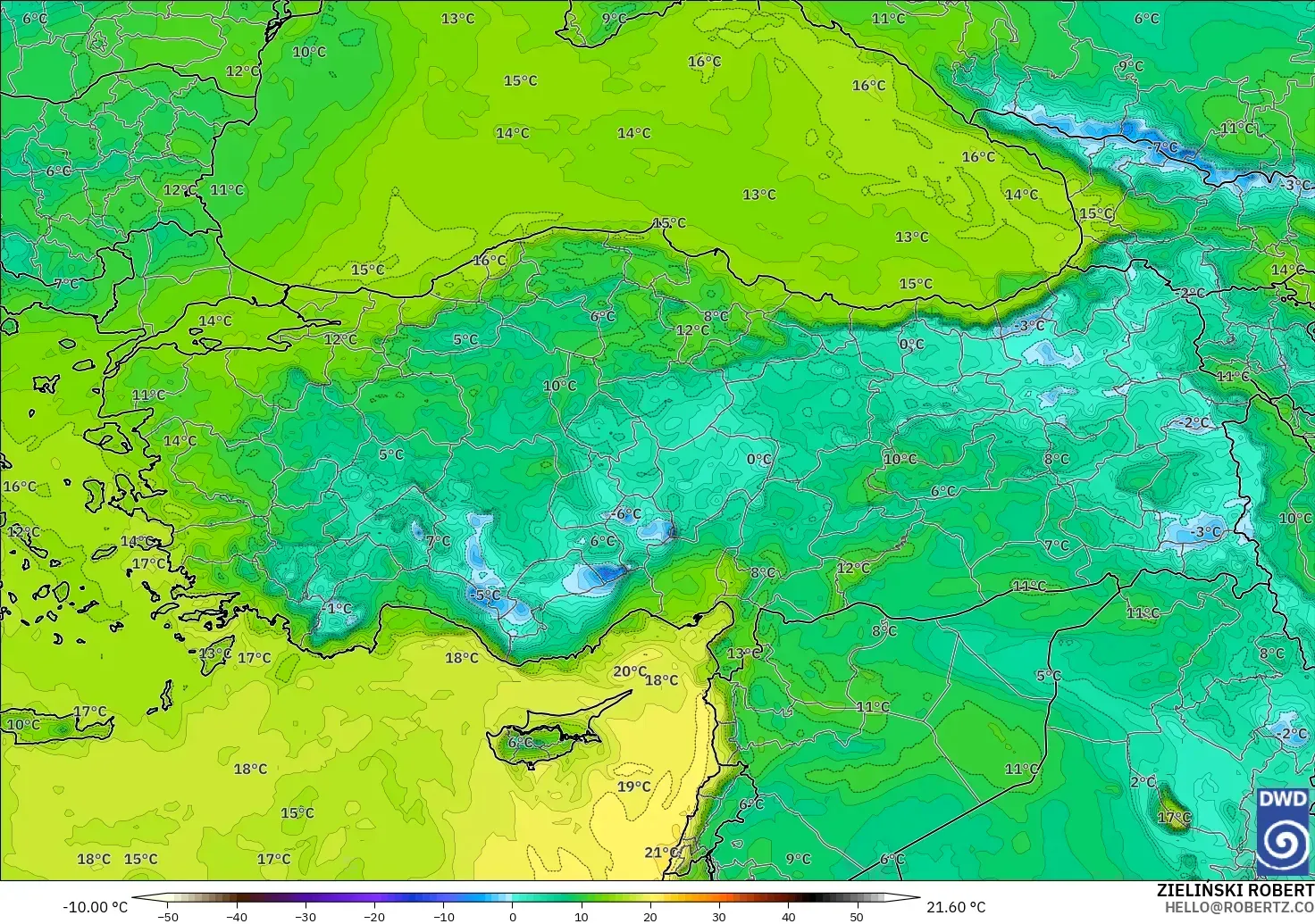 ICON modelo - Turquía, Punto de rocío a 2 m