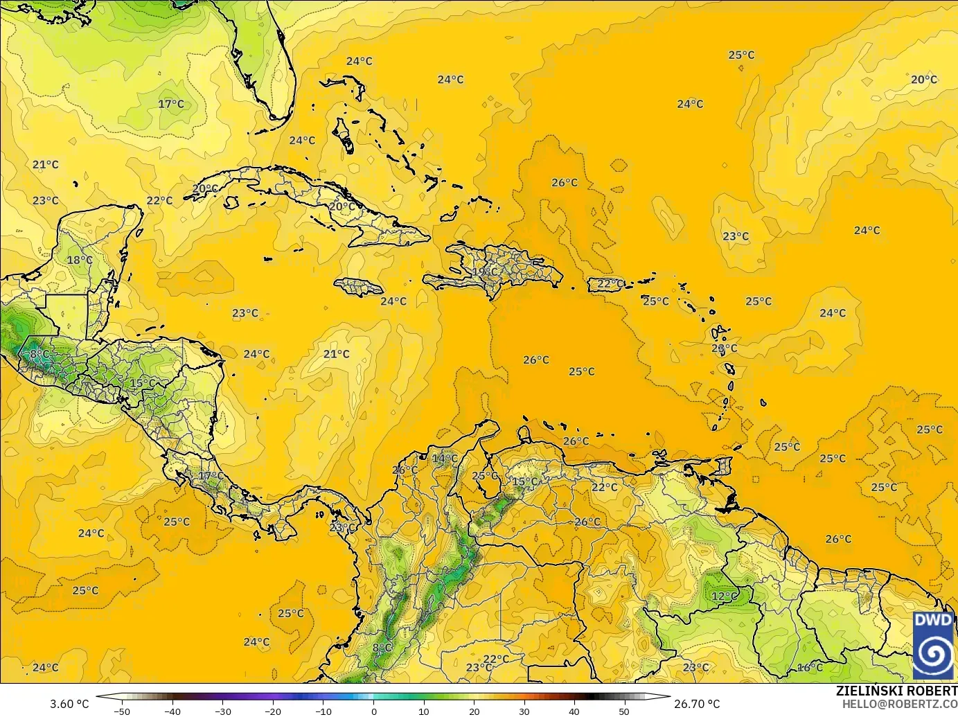 ICON modelo - Caribe, Punto de rocío a 2 m