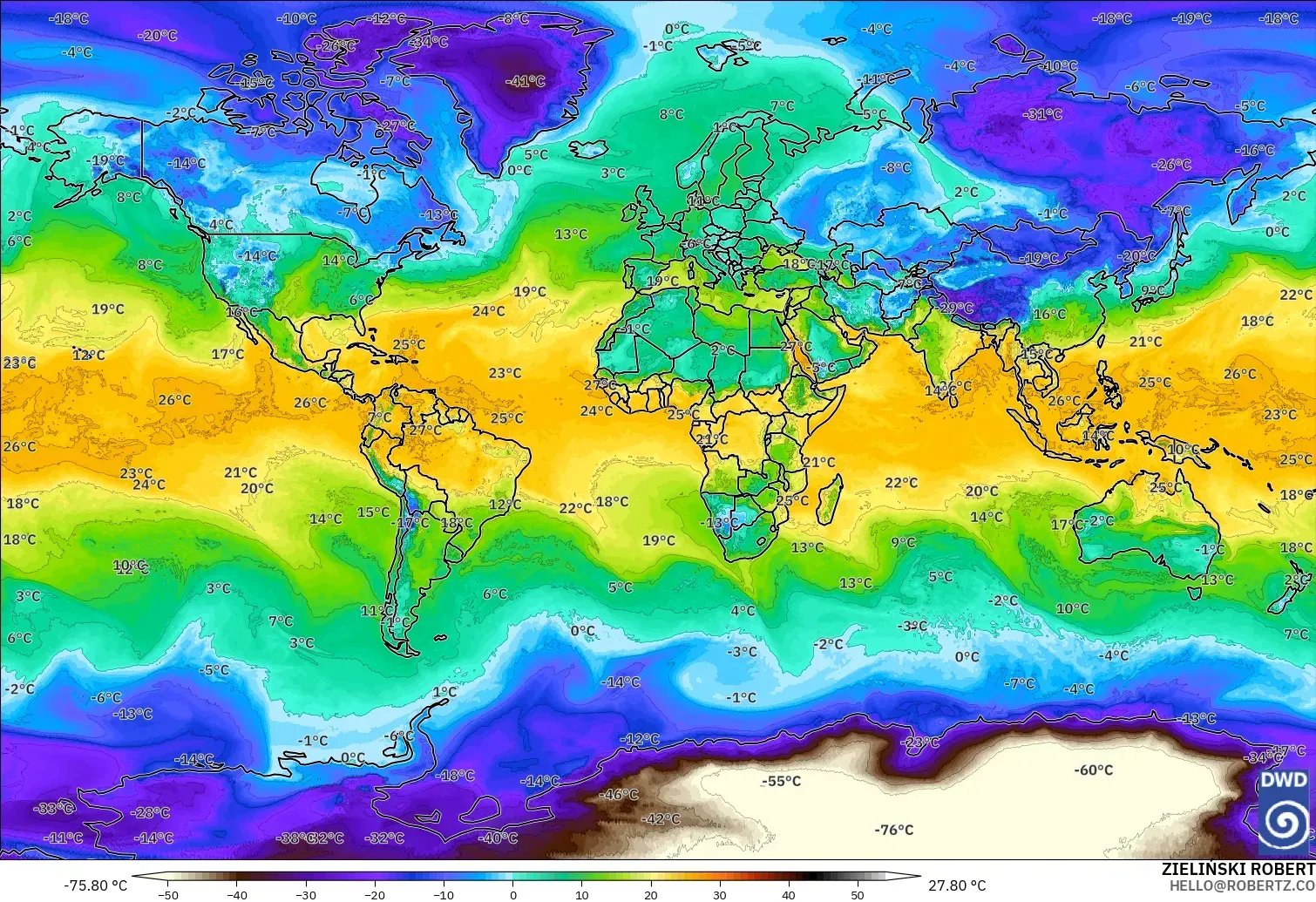 ICON modelo - Mundo, Punto de rocío a 2 m