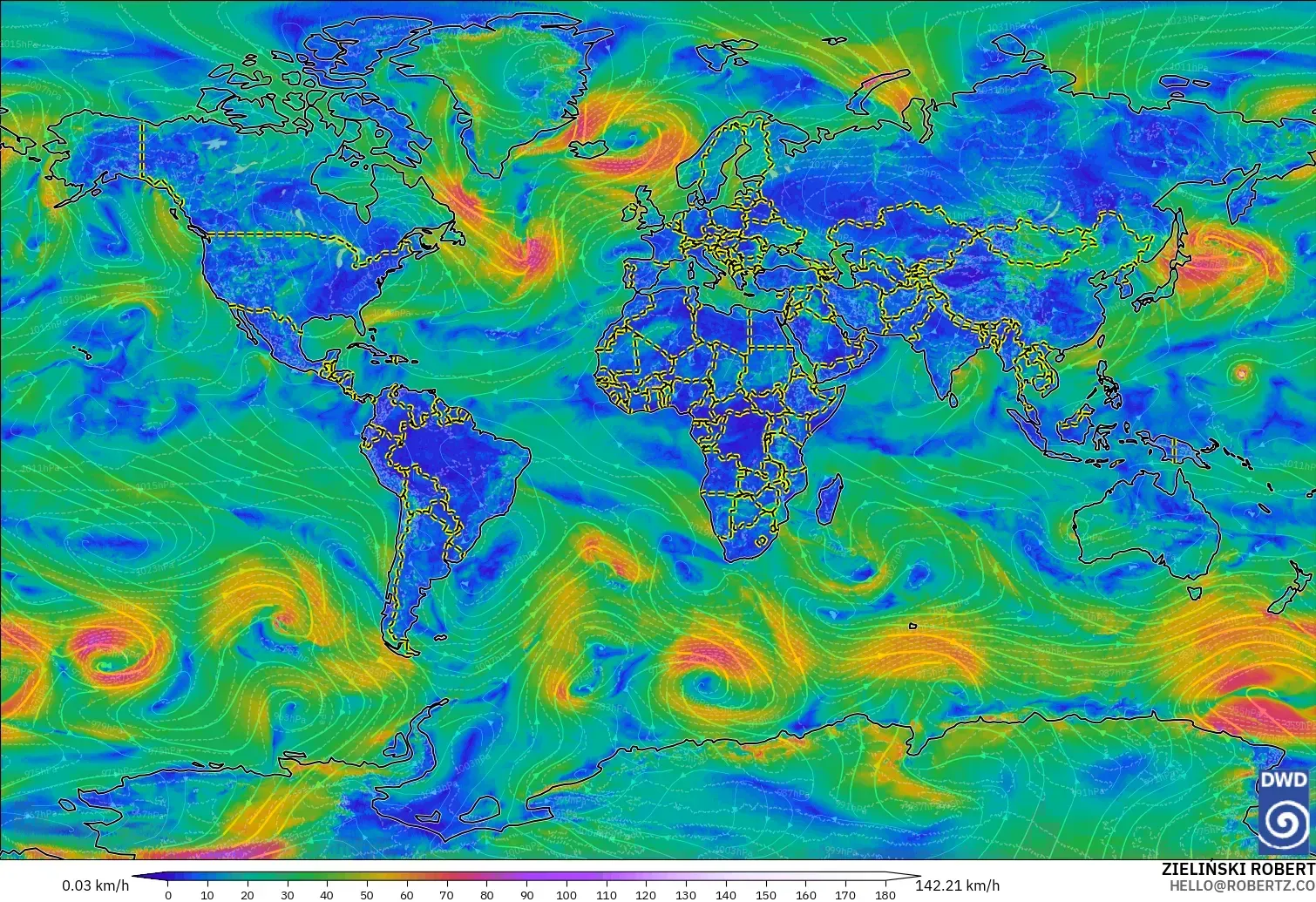 ICON modelo - Mundo, Viento a 10 m