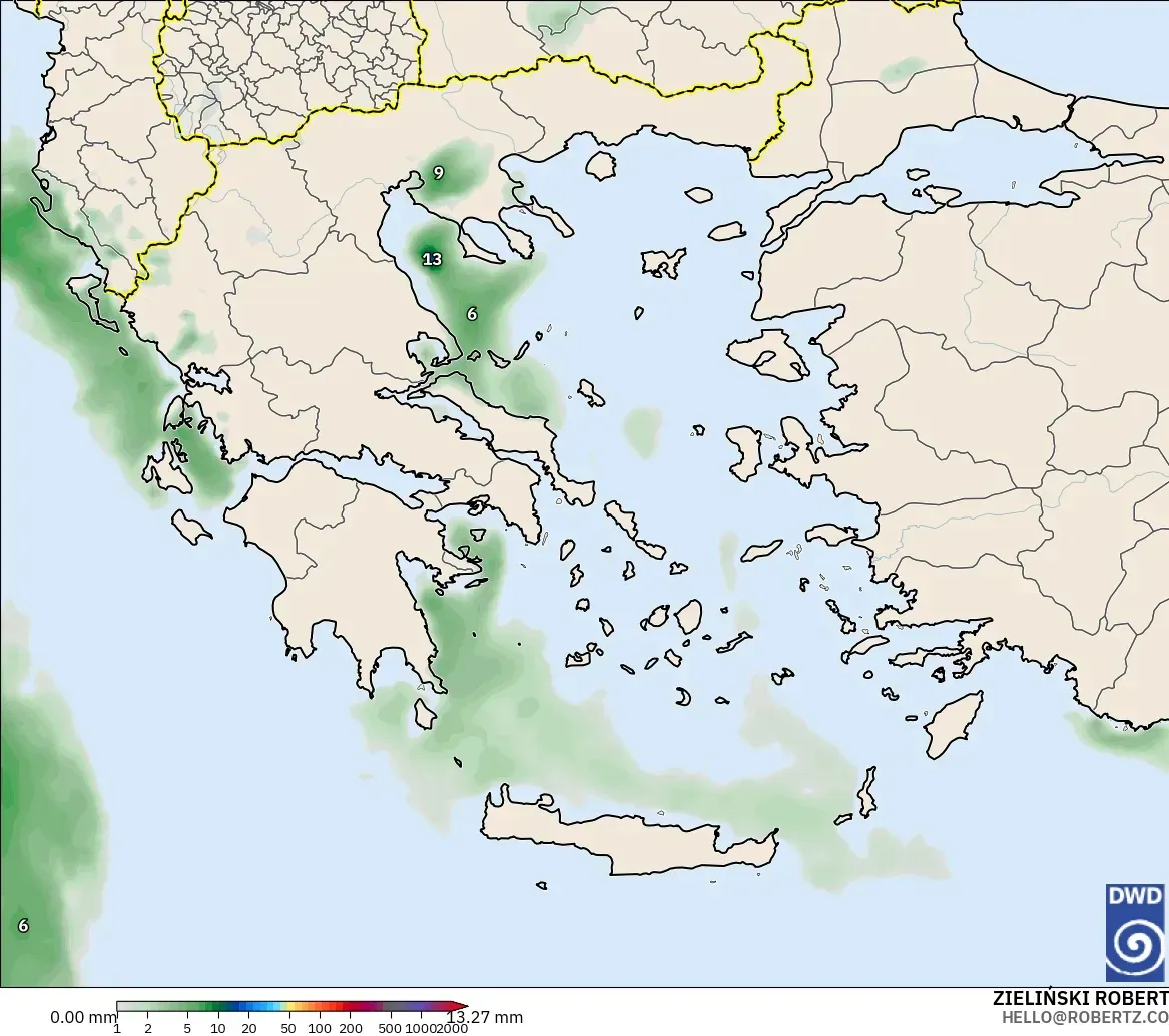 ICON modelo - Grecia, Acumulación de precipitación