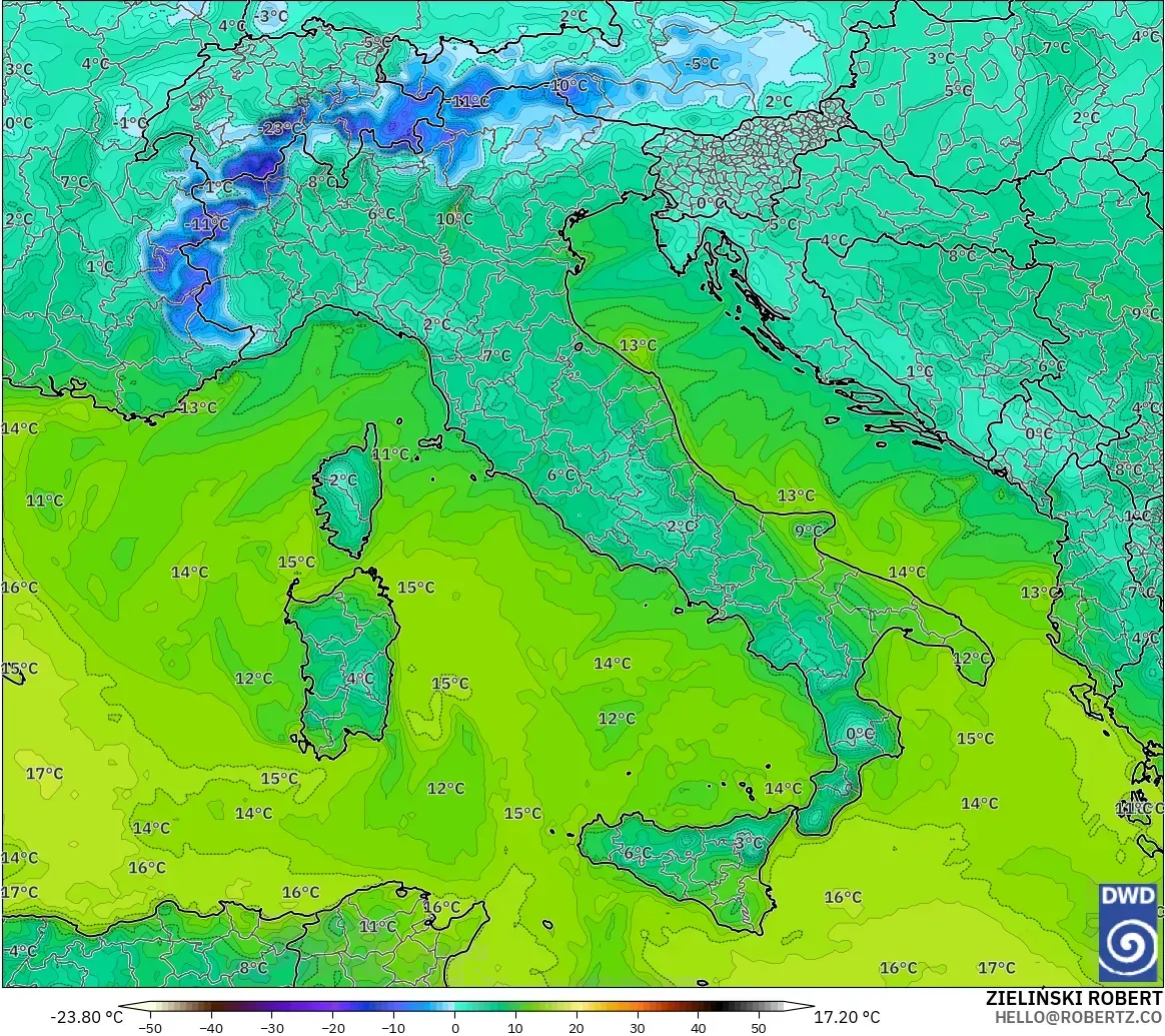 ICON modelo - Italia, Punto de rocío a 2 m
