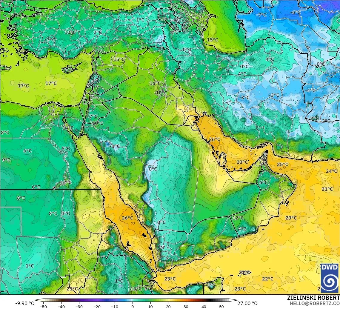 ICON modelo - Oriente Medio, Punto de rocío a 2 m