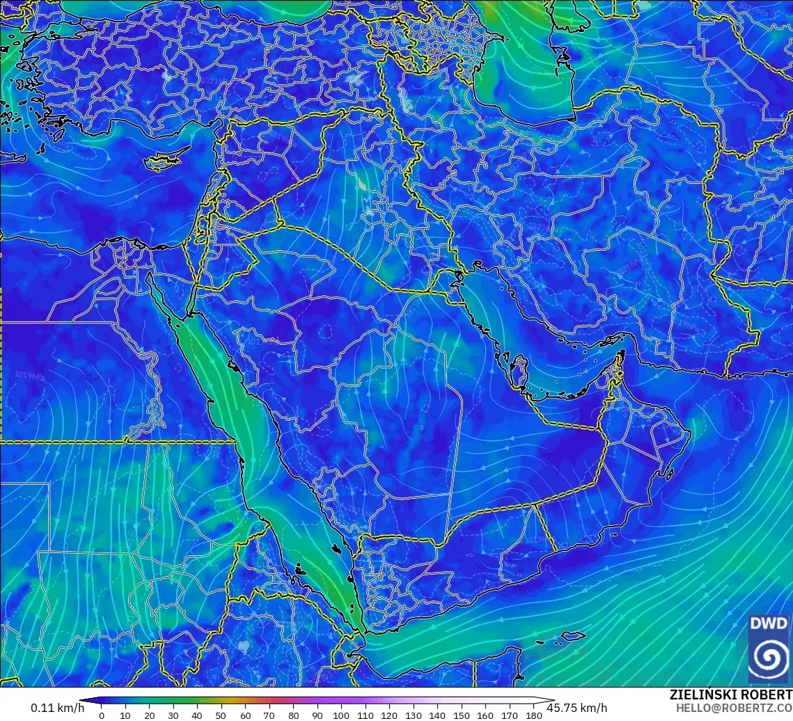 ICON modelo - Oriente Medio, Viento a 10 m