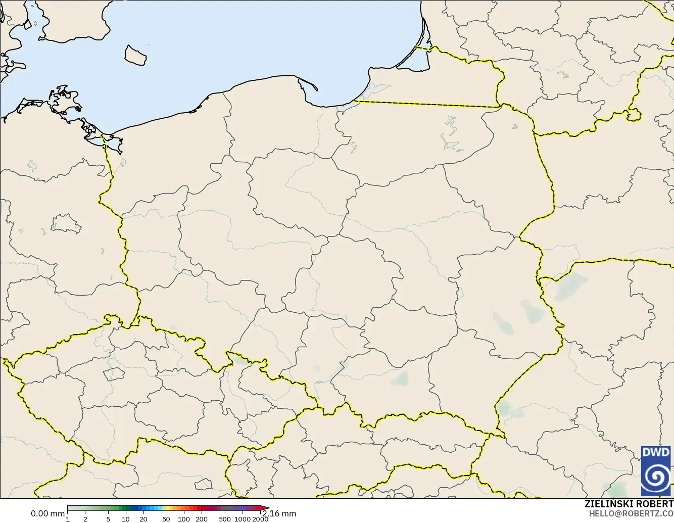 ICON modelo - Polonia, Acumulación de precipitación