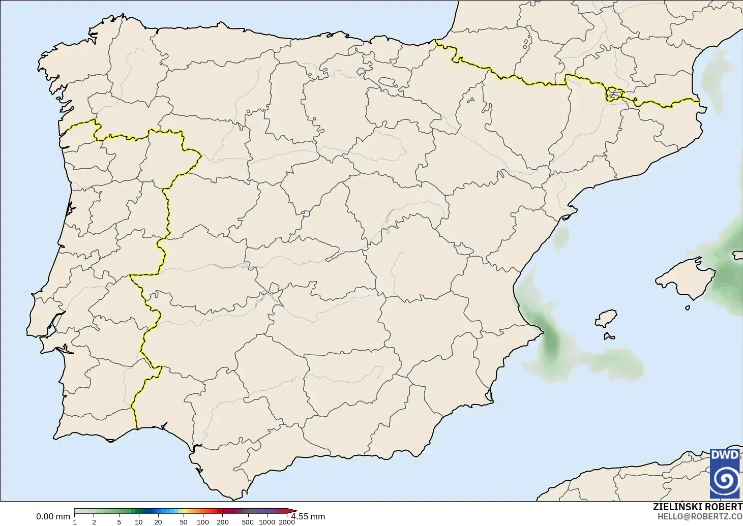 ICON modelo - España, Acumulación de precipitación