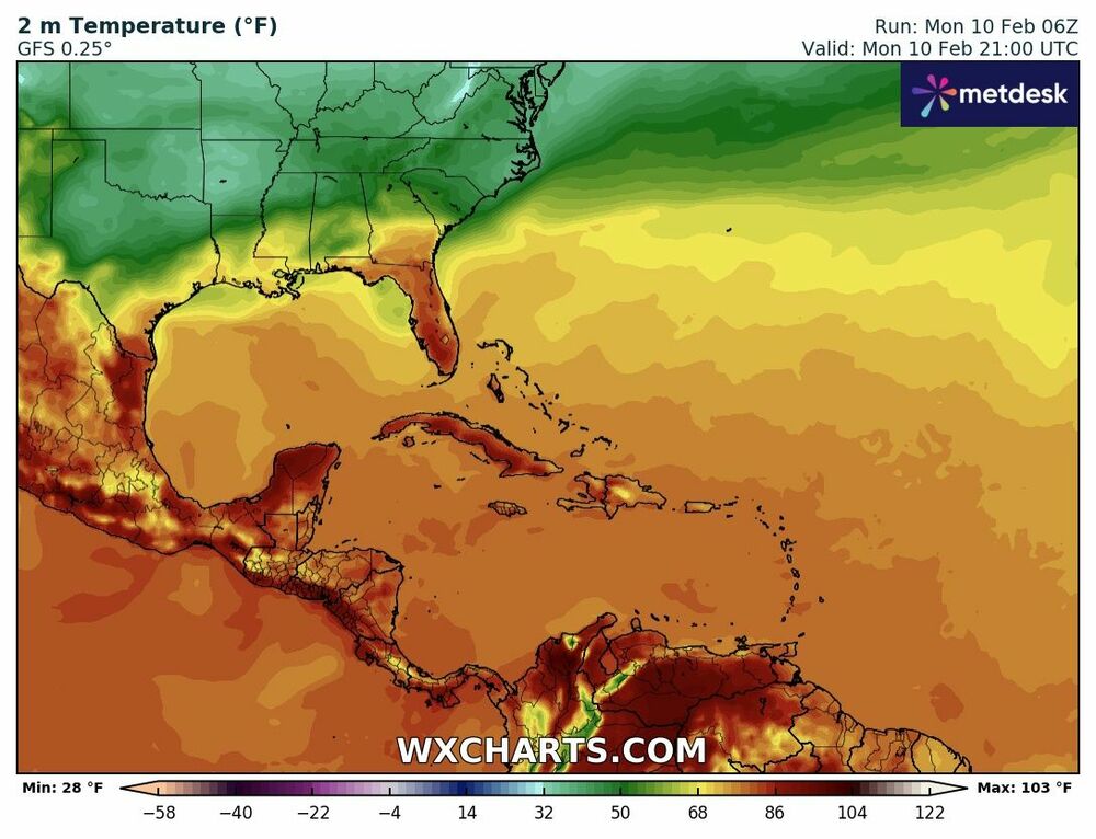 Temperatura el 10 de Febrero - Mapa Meteorológico de México