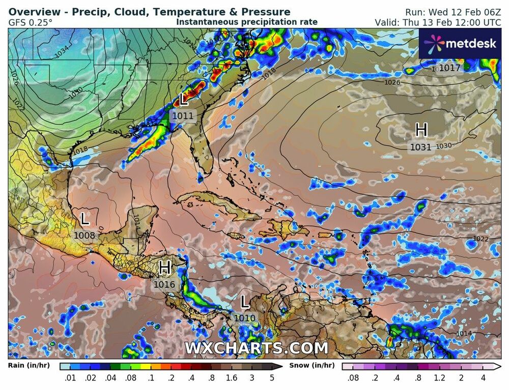 Mapa de precipitación – Pronóstico para México (13 de febrero de 2025)