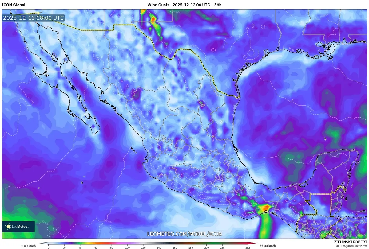2025-12-12 Strong Winds Across Central Mexico – High‑Pressure Sunny Day Forecast