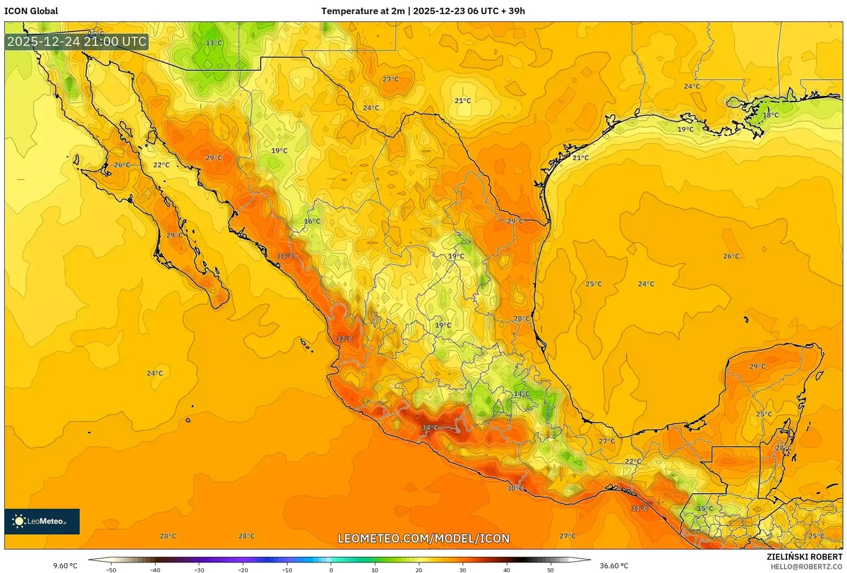 Pronóstico de clima cálido para la víspera de Navidad en México – 2025‑12‑24 Perspectiva cálida, seca y soleada